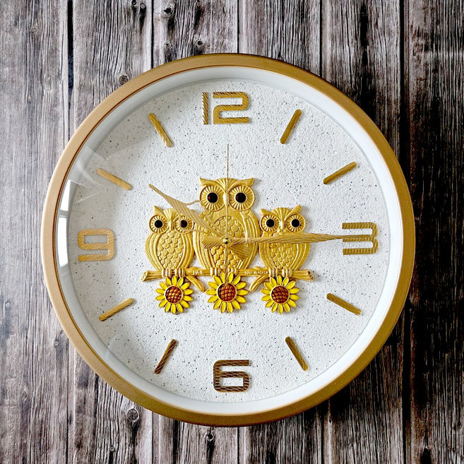 골드부엉이가족 무소음벽시계, 골드부엉이가족_블랙레터링