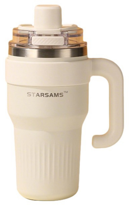 호밍사이 316 스테인리스 진공 보온 보냉 컵 대용량 차량용 커피컵 빨대컵, 1개, 900ml, 화이트