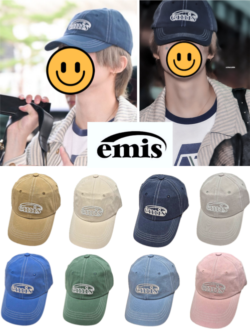 이미스 EMIS 화이트스티치 볼캡 연예인 모자 남녀공용 커플템 데일리모자 국내매장판