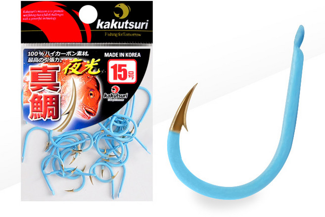 카쿠쯔리 참돔블루라이트 야광벌크바늘 참돔바늘 장축광바늘 대물낚시바늘 바다낚시바늘 대용량바늘 벌크바늘, 40개입, 1개