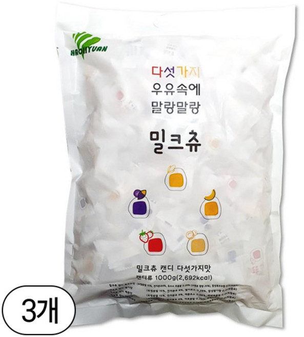 밀크츄 캔디 다섯가지맛, 1kg, 3개