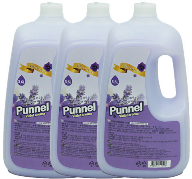 Punnel 섬유유연제 3.6L 3개입(퍼넬), 바이올렛, 3개
