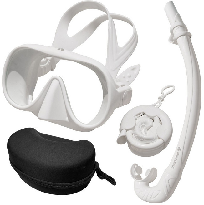 스윔어바웃 언더워터 스노쿨링 물안경 마스크, 화이트(UW-SNK-WH)