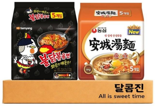 [달콤진] 불닭볶음면 화끈한 매운맛 5p + 안성탕면 5p, 1세트