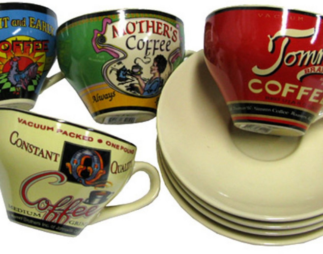 [4세트] 도자기 커피잔세트 홈카페 감성커피잔 홈카페 예쁜 커피잔/받침 카푸치노 라떼잔, 커피잔+받침 세트, 4개