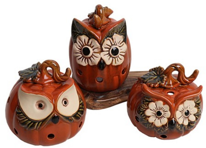 파스텔 호박 부엉이캔들 3p