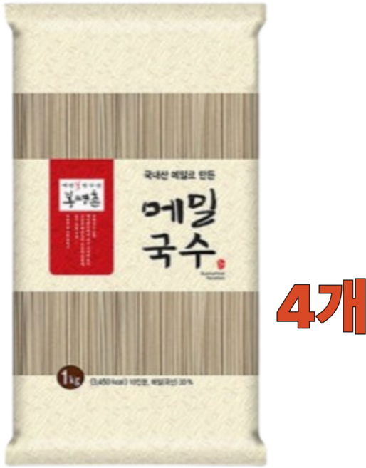 봉평촌 메밀국수 메밀막국수 메밀소바 냉모밀 봉지형, 1kg, 4개