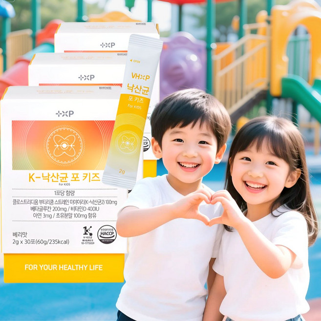 [약국판매제품] K낙산균 포 키즈 특허k-낙산균 베타글루칸 비타민D 아연 초유분말 함유, 60g, 3박스