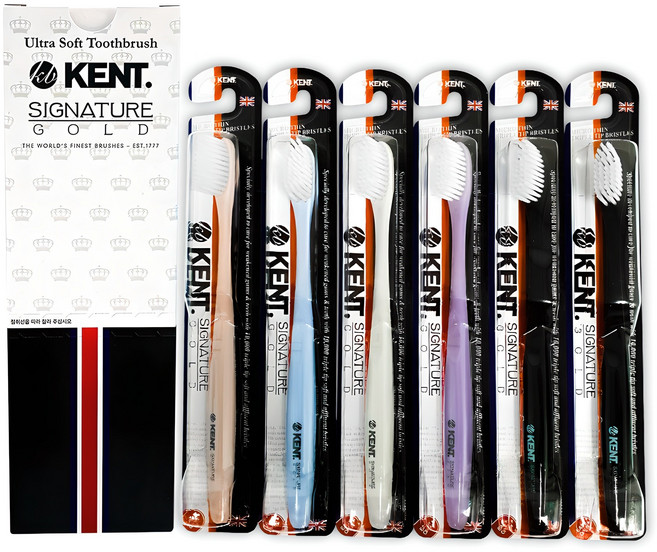 켄트 시그니처골드 초극세모칫솔, 6개입, 1세트