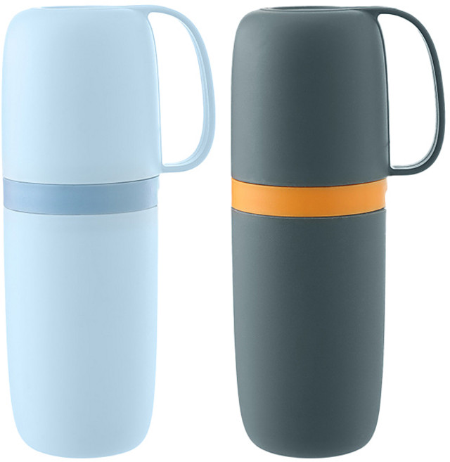 로앤제이 양치컵 칫솔통 여행용 휴대용 칫솔 치약 보관통 케이스, 블루1+차콜1, 1개