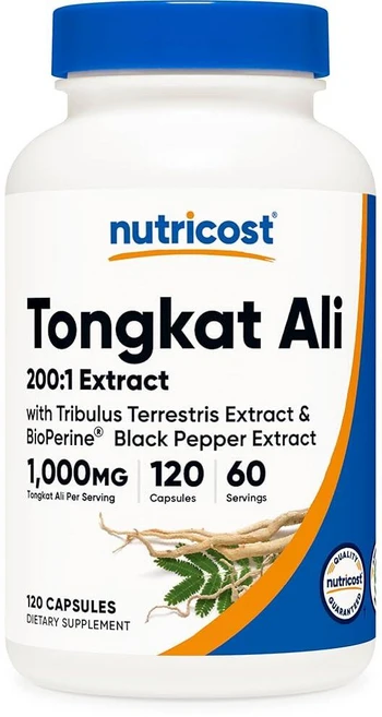 Nutricost Tongkat Ali 1 000mg 120캡슐 - 트리불루스 테레스트리스 및 바이오페린 함유 채식주의자 캡 GMO 프리 글루텐 강력한 추출물, 1개 - 쿠팡