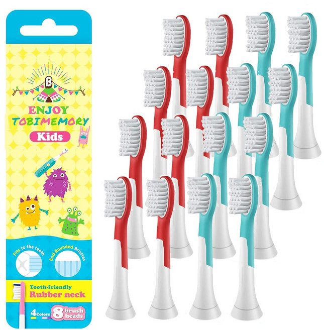 바른이케어 호환 필립스 어린이 전동칫솔모 미니 3세 7세 키즈 리필모 HX6032 HX6042, 16개, 필립스 어린이 키즈 (7세이상)