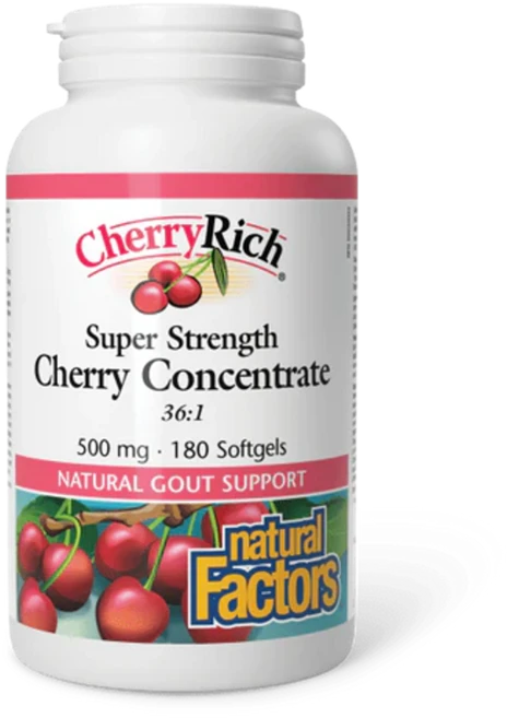 [네추럴팩터스] 통풍 체리리치 슈퍼 스트렝스 체리 농축액 500mg 180정 3개월분, 1개 - 쿠팡