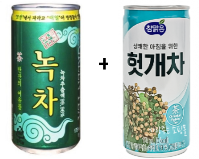 참맑은 헛개차 175ml(30캔) + 참맑은 녹차 175ml(30캔), 60개, 175ml