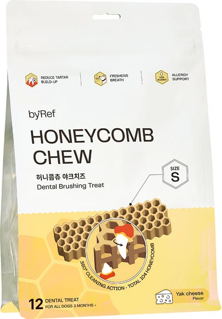 바이레프 강아지 허니콤츄 저유당 고단백 노령견 설채현 덴탈껌, 120g, 1개, 야크치즈맛S - 쿠팡