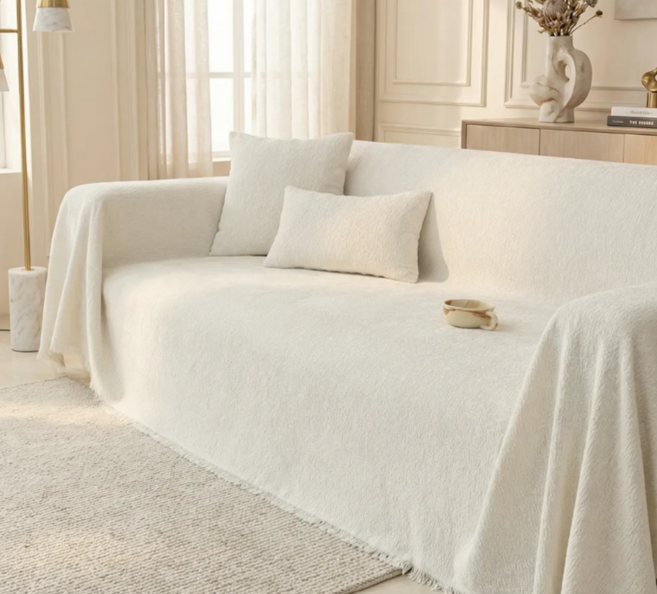 엔레스 고정밀착 버터촉감 감성컬러 3/4인용 소파커버, 1개, 화이트