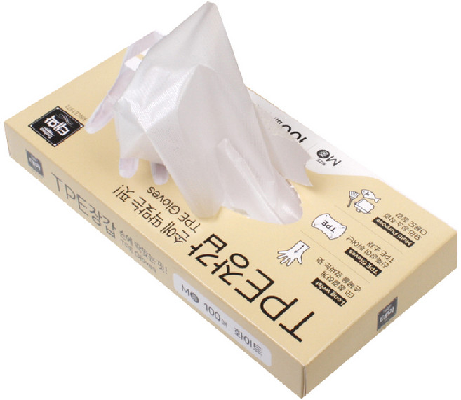 태화 TPE 장갑 다용도 위생장갑 블랙 화이트 100매, 화이트 소(S), 1개