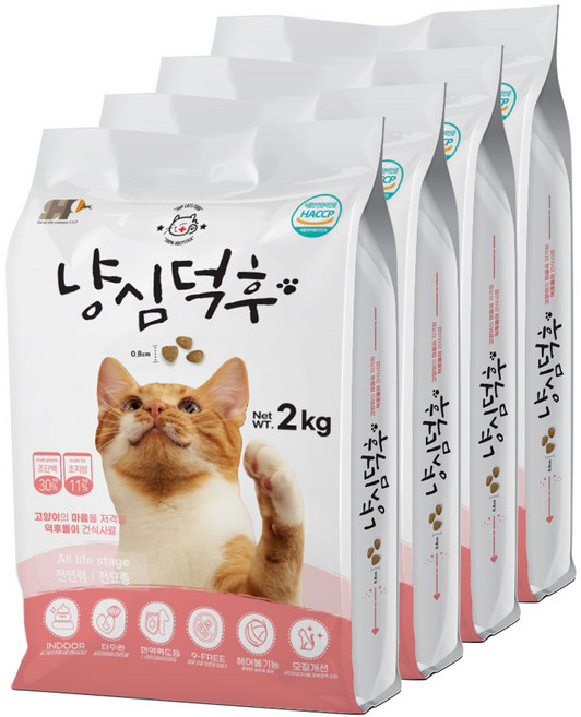 냥심덕후 고양이사료 2kg, 4개, 닭