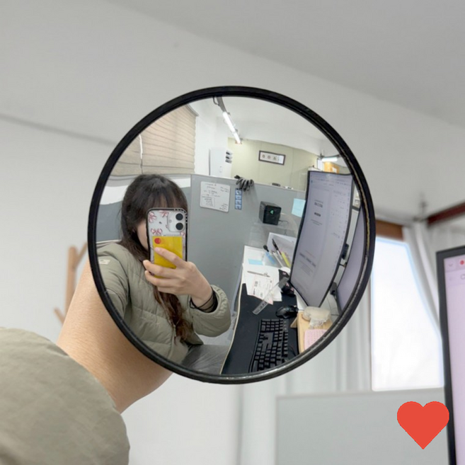 침실 거울 실내 감성 포토존 사각지대 흡착 볼록 반사경, 블랙