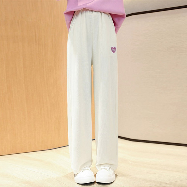 주니어용 아동 여름 럽 하트 와이드 팬츠