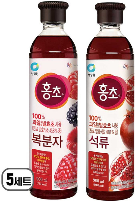 청정원 홍초 복분자 + 석류, 5세트, 1.8L