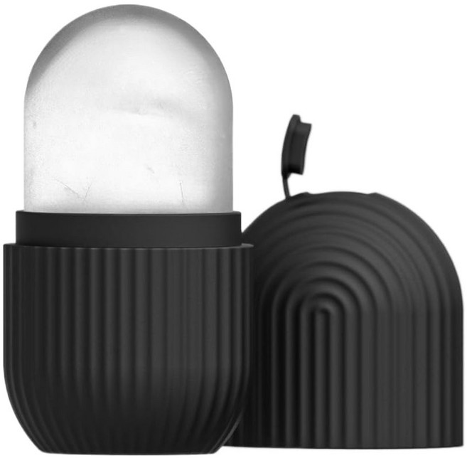 [루이/프리미엄 케어] 실리콘 아이스 페이셜 롤러 모공 수축 피부 진정 마사지기, 1개, 블랙