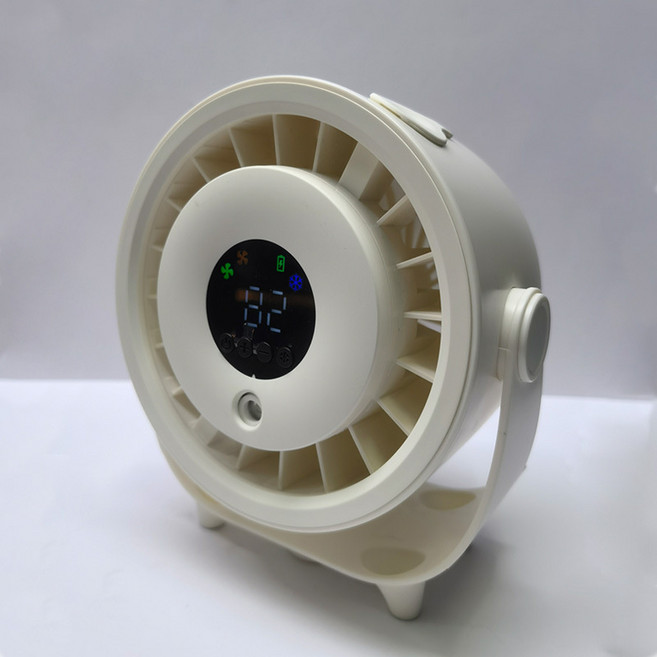 新款桌面風扇辦公室桌靜音無刷加溼壁掛式廚房家用噴霧電風扇, 米白:桌面噴霧風扇