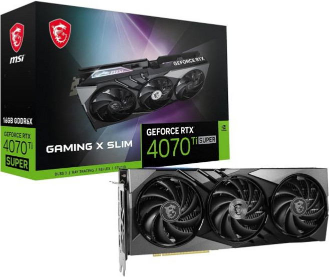 게이밍 그래픽카드 PC 비디오 게임용 MSI RTX 4070 Ti 슈퍼 16G X 슬림 그래픽 카드 NVIDIA 256비트 익스트림 클록 2685MHz 16GB GDRR6X 2, MSI 게이밍 RTX 4070 Ti 슈퍼 16G X 슬
