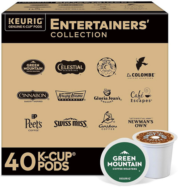 큐리그 커피 애호가 컬렉션 버라이어티 팩 큐리그 싱글 서브 K컵 포드 60ct, 4 Entertainers Collection Vari, 40 Count Pack of 1