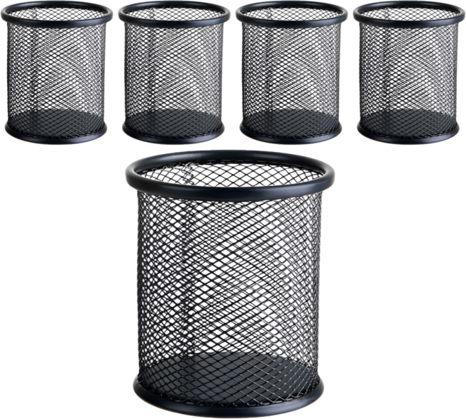 펴나나다 원형 철망 연필꽂이, 5개, 블랙