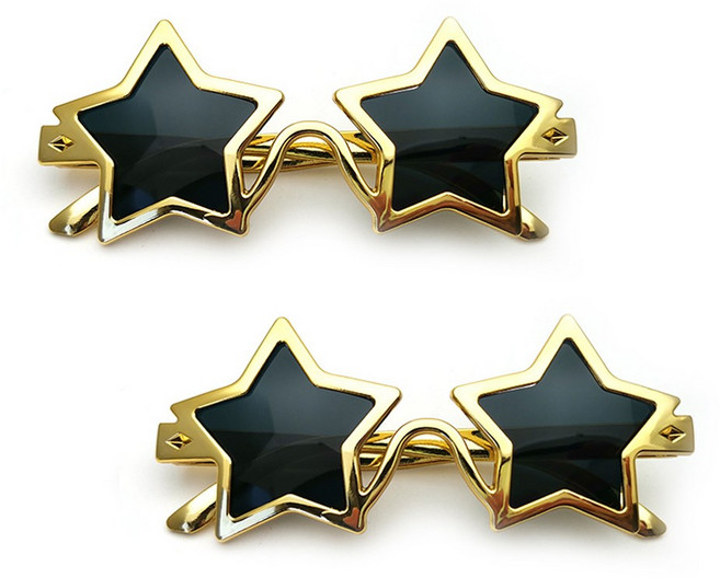 리빙듀오 인싸선글라스 안경 인생네컷 할로윈 2개 한세트, 021.스타라인선글라스 골드(151)