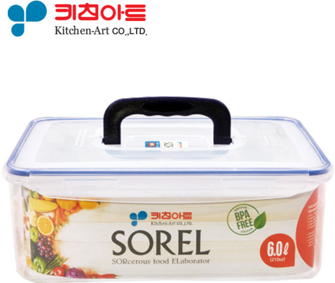 키친아트 소렐 밀폐용기 핸디형 직사각 6L밀폐용기/반찬통/김치통, 6L, 1개