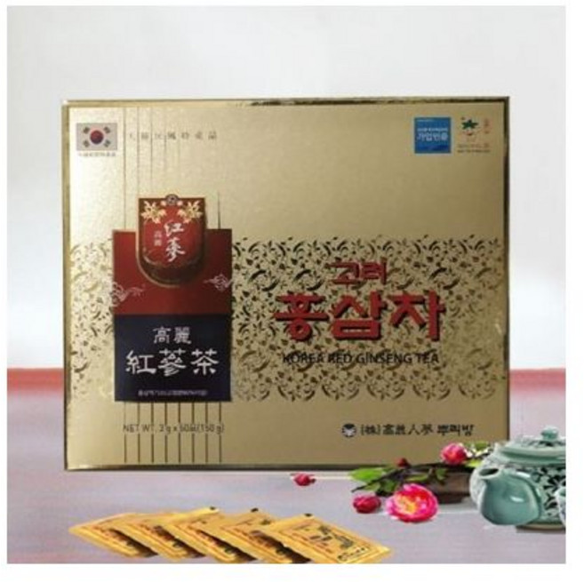 (고려원) 인삼차 100포 + 쇼핑백포함/고려원/고려/삼각/티백/인삼/분말/가루/일회용/가정용/인삼티/음료, 1