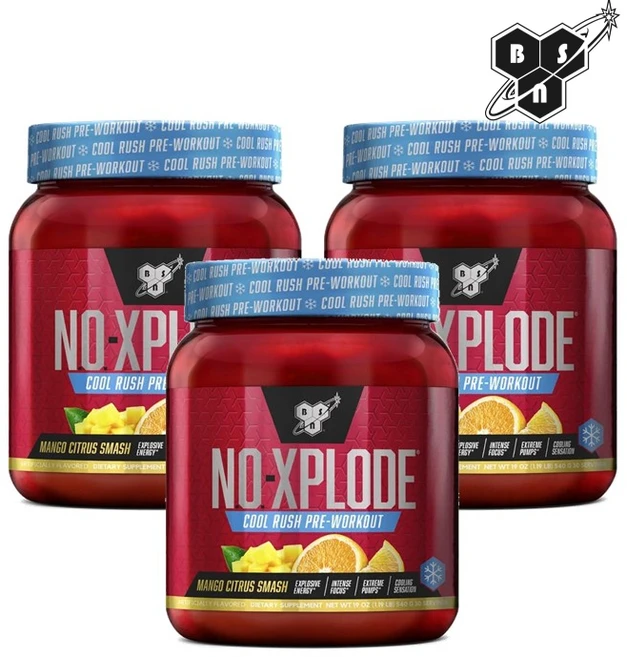 [BSN] [2+1] BSN 노익스플로드 30서빙 망고 시트러스 맛 크레아틴 베타알라닌 함유 540g BSN N.O. XPLODE Pre Workout Powder, 3개 - 쿠팡