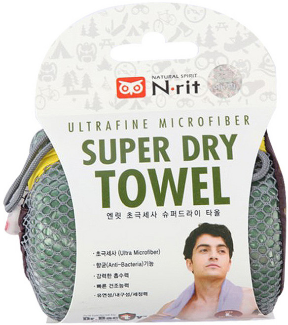 엔릿 슈퍼드라이 스포츠타올 L 60 x 120 cm, OD Green, 1개