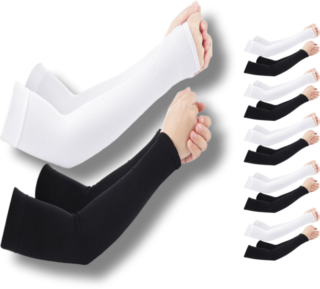 시나마켓 자외선차단 작업용 쿨토시 골프 팔토시 6p, 블랙+화이트, 6세트