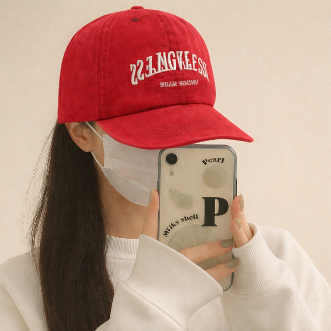 남녀공용 빈티지 워싱 자수 볼캡 커플 야구 캡모자