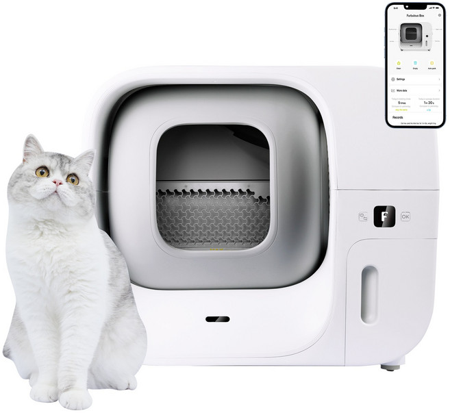 Amicura Cura3 자동 고양이 화장실 자동포장 어플연동 사막화 방지 탈취 100% 방수구조, 1개, 화이트