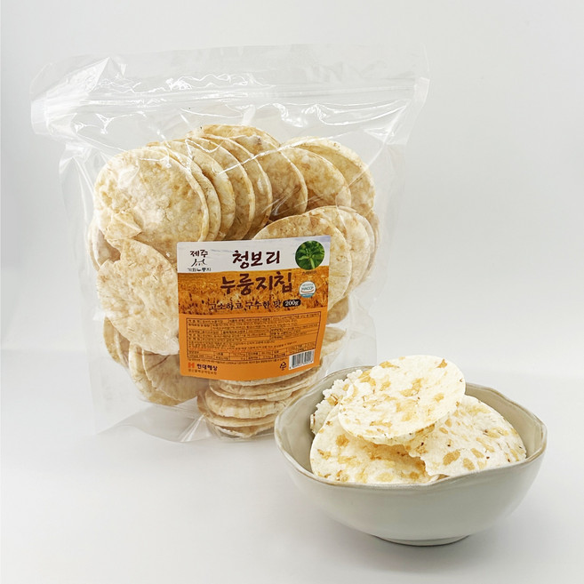 제주 청보리누룽지칩 건강간식 당뇨 뻥튀기 쌀과자 누룽지 제주기념품, 1개, 200g