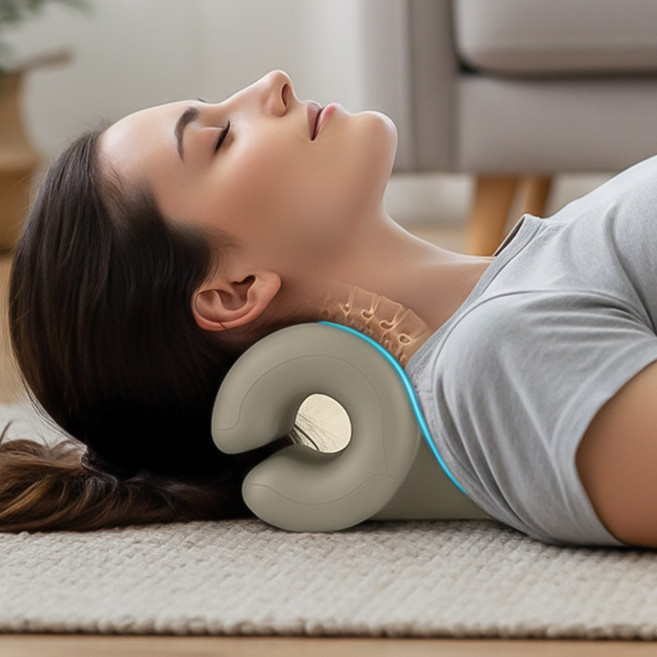 목스트레칭기구 거북목 일자목교정 베개 마사지, 1개, 그레이