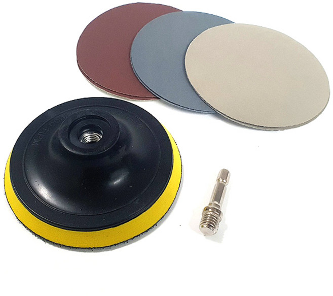 자동차 기스제거 차량관리 광택 전용 사포세트 8장 연결패드1개 연결대1개 원형사포 100mm, 1개