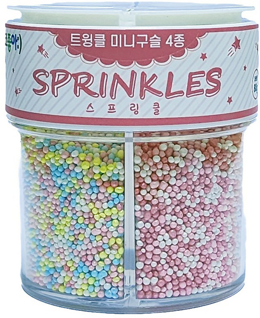 반짝반짝 트잉클 미니구슬 믹스 4종 1세트 (4칸용기/베이킹/토핑/재료), 80g, 1개