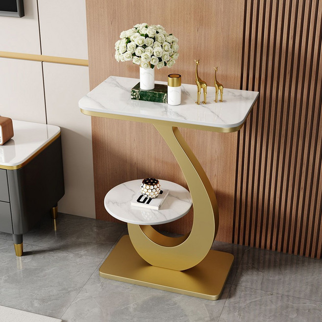 인테 거실 콘솔 테이블 현관 콘솔 복도 대리석 대리석 철제 콘솔, 골드A50*30*75(cm)