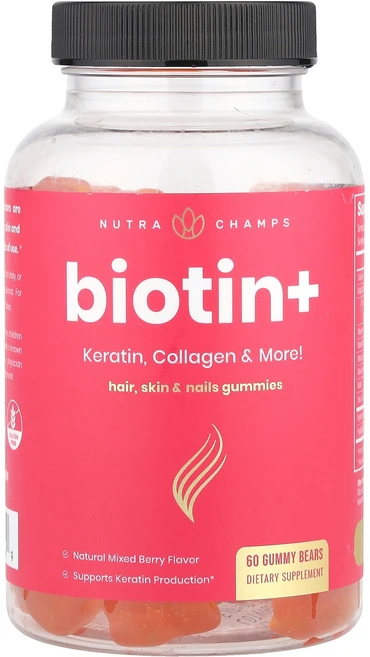 NutraChamps Biotin+ Mixed Berry 60 Gummy Bears, NutraChamps, Biotin+, Mixed Be, 1개 - 쿠팡