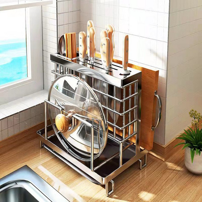 스텐레스 칼꽂이 도마 냄비뚜껑거치대, A실버, 1개