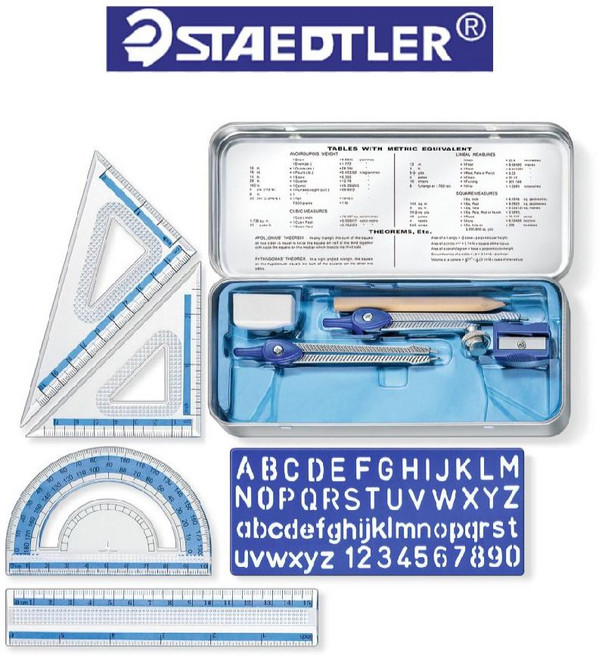 스테들러 557 10 노리스클럽 수학교구세트 컴퍼스 스텐실 삼각자 각도기세트 학용품선물세트, 단품