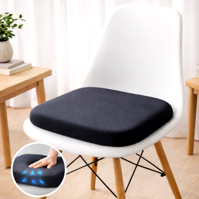 샤토모던 메모리폼 편안한 압력 완화 의자 방석, 블랙