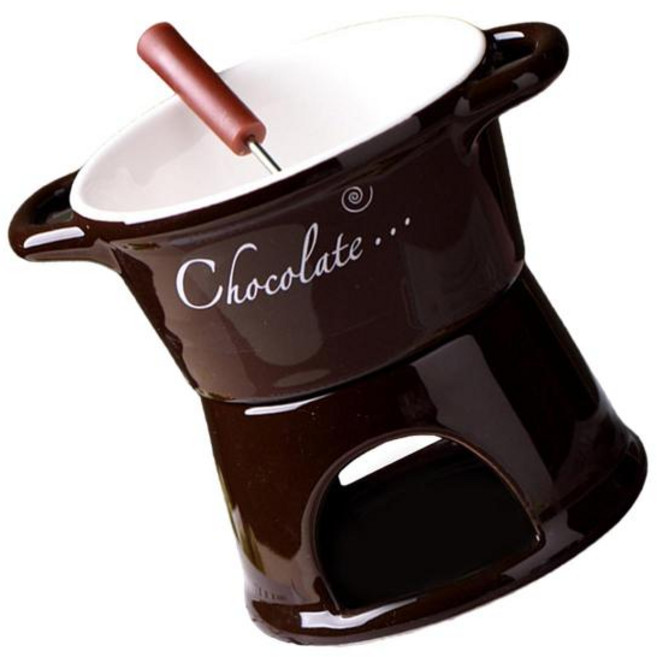 초콜릿 퐁듀 냄비 티라이트 도자기 멜팅 냄비 포크가 있는 조리기구 치즈 카라멜 디저트용 도자기 멜팅 냄비 홈, 8.5cmx12.2cm, 세라믹, 갈색, 1개