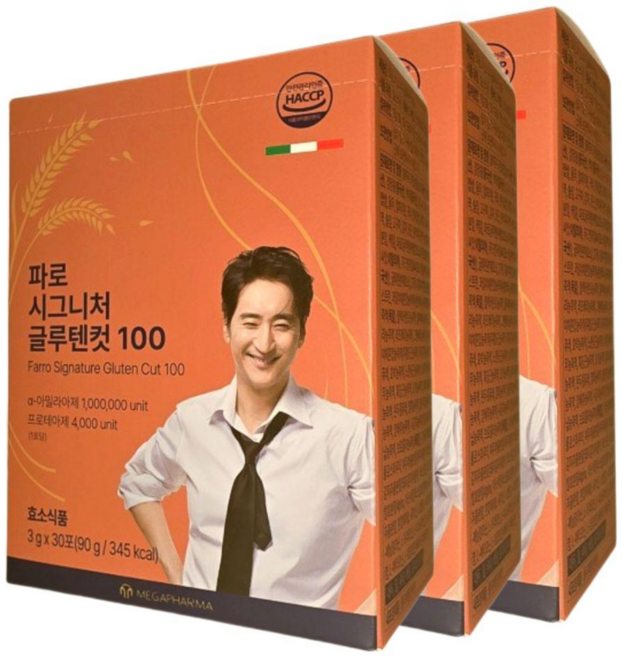 메가파마 파로효소 글루텐컷100 파로 시그니처 식사전 효소 루틴 이탈리아산 파로 아밀라아제 프로테아제 3g 30포, 3개, 90g
