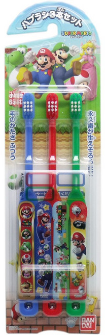 萬代 Super Mario 兒童牙刷三入組 (適用6-12歲), 1個, 馬力歐, 馬力歐, 3入